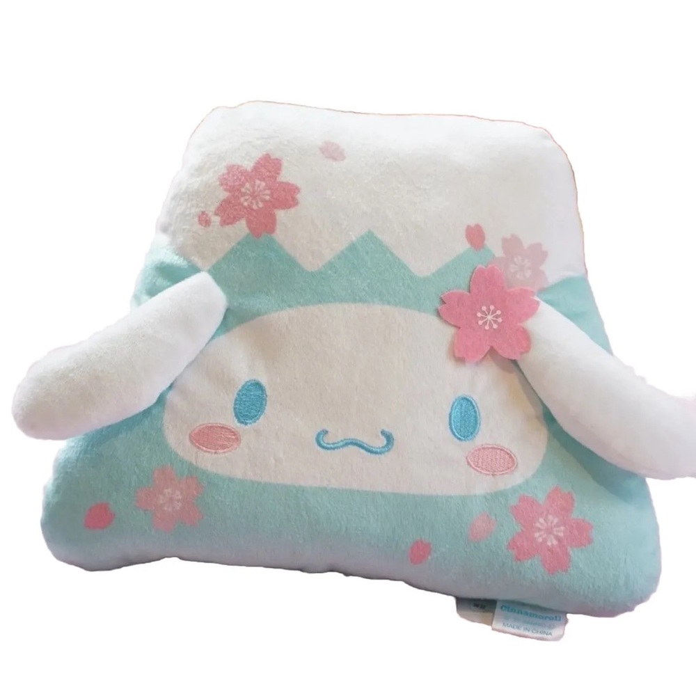 Sanrio Cinnamoroll Cherry Blossom Mt. Fuji Plush Cushion Sakura Cute Japan 8”